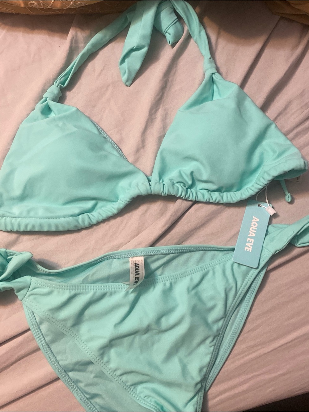 Aqua Eve Women's Aqua Blue Halter Bikini Set